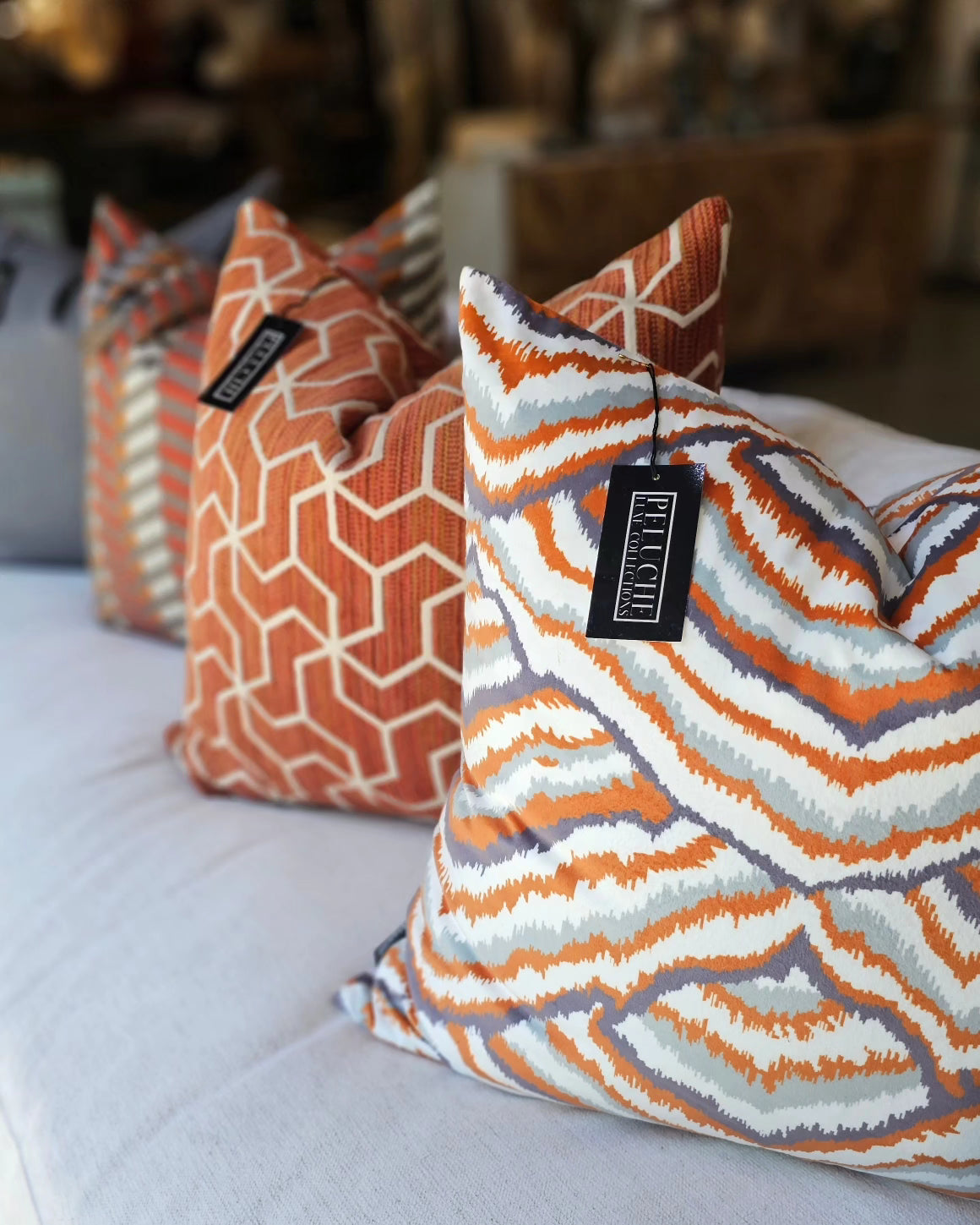 Chic Orange and Natural Pillow Cover Collection