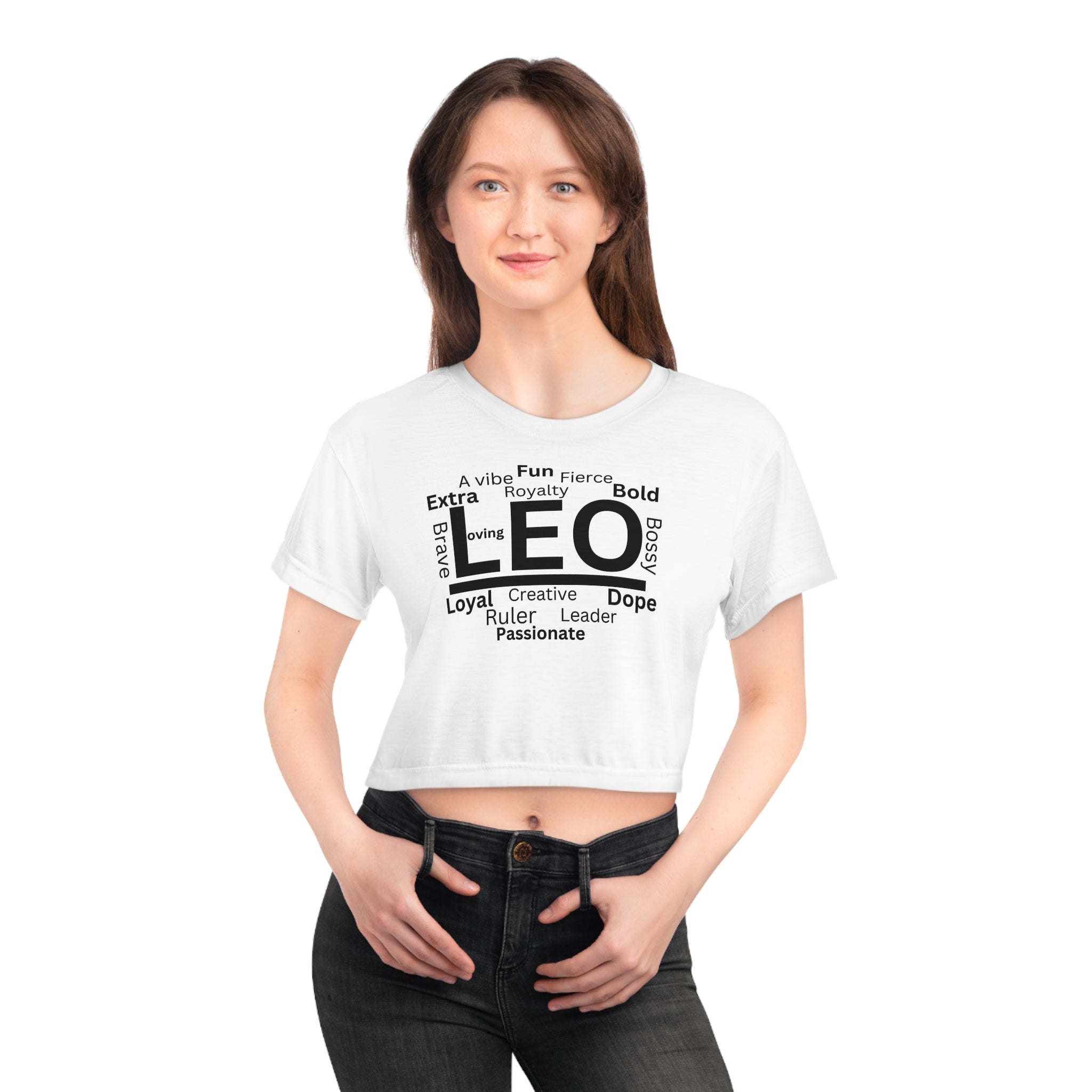 White Leo Traits Zodiac Crop Top
