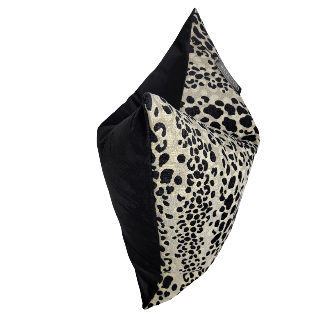 Chloe Cheetah Print Throw Pillow Covers, Black Suede Pillow Cases