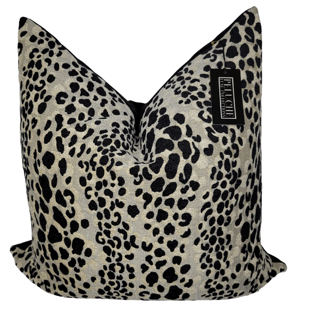 Chloe Cheetah Print Throw Pillow Covers, Black Suede Pillow Cases